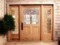 light stained recycled fir 2-panel entry door 